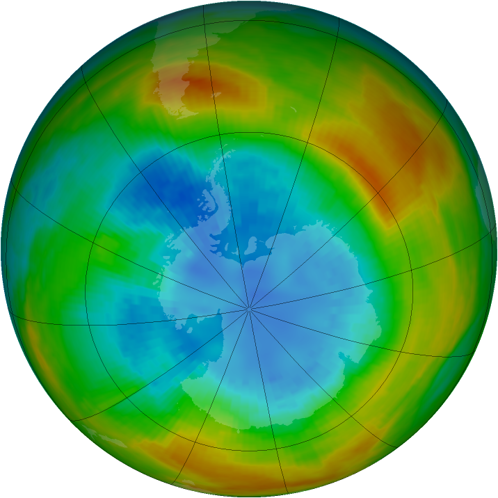 Antarctic ozone map for 05 September 1983